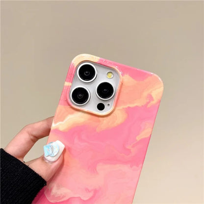 ARU For iPhone 13 Pro Case Water Transfer Printing Marble Pattern TPU Soft Phone Cover