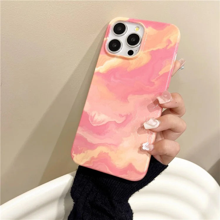ARU For iPhone 13 Pro Case Water Transfer Printing Marble Pattern TPU Soft Phone Cover