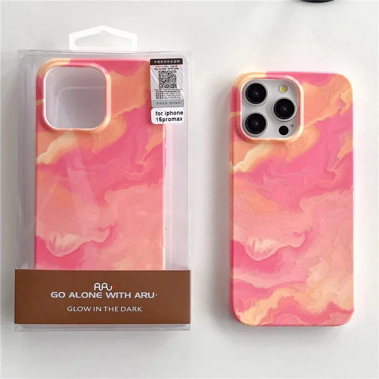 ARU For iPhone 13 Pro Case Water Transfer Printing Marble Pattern TPU Soft Phone Cover