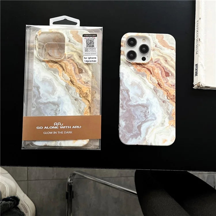 ARU For iPhone 13 Pro Case Water Transfer Printing Marble Pattern TPU Soft Phone Cover