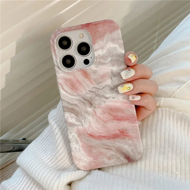 ARU For iPhone 13 Pro Case Water Transfer Printing Marble Pattern TPU Soft Phone Cover