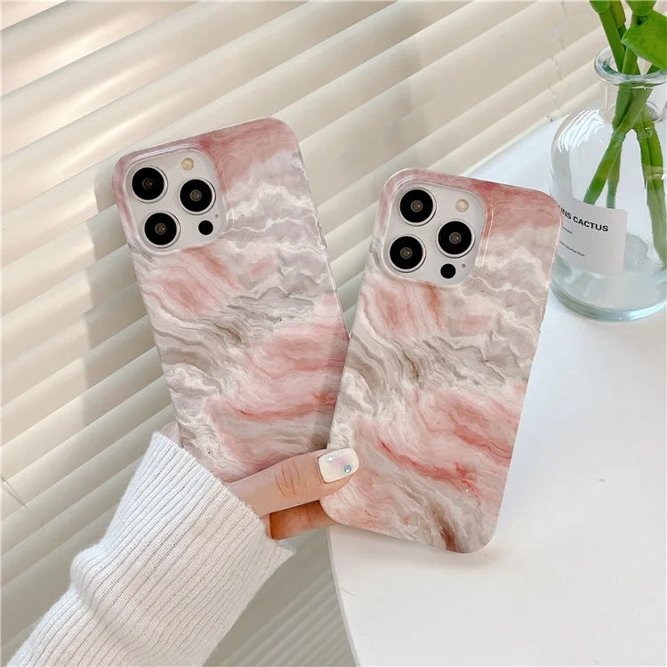 ARU For iPhone 13 Pro Case Water Transfer Printing Marble Pattern TPU Soft Phone Cover