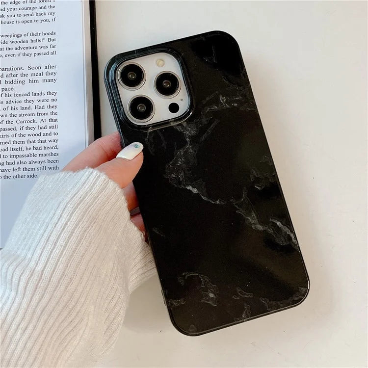 ARU For iPhone 13 Pro Case Water Transfer Printing Marble Pattern TPU Soft Phone Cover