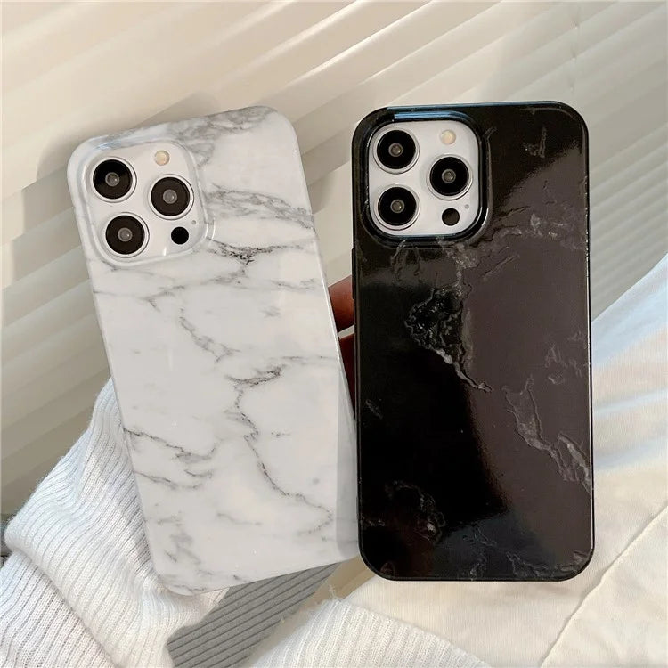 ARU For iPhone 13 Pro Case Water Transfer Printing Marble Pattern TPU Soft Phone Cover