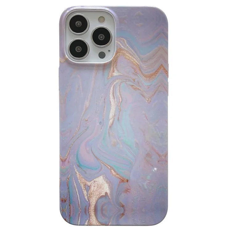 ARU For iPhone 13 Pro Case Water Transfer Printing Marble Pattern TPU Soft Phone Cover