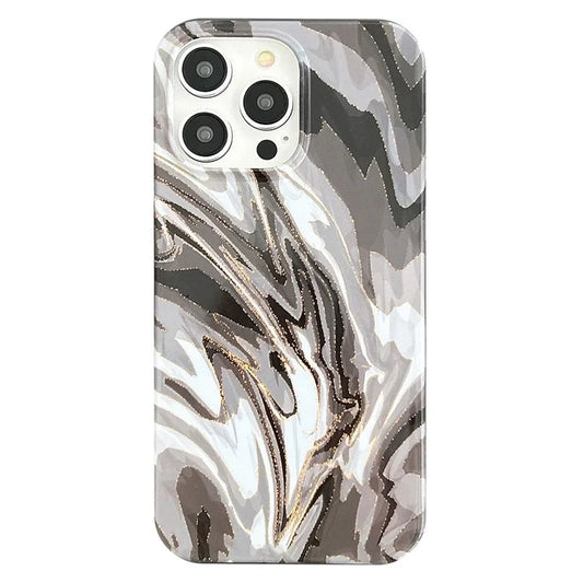 ARU For iPhone 15 Pro Max Marble Pattern Case Water Transfer Printing TPU Phone Cover