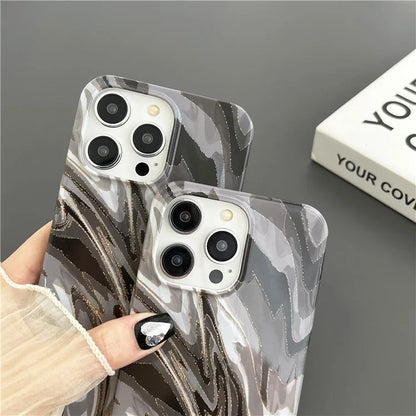 ARU For iPhone 15 Pro Max Marble Pattern Case Water Transfer Printing TPU Phone Cover