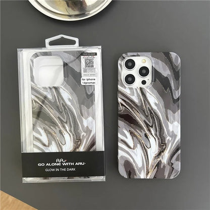 ARU For iPhone 15 Pro Max Marble Pattern Case Water Transfer Printing TPU Phone Cover