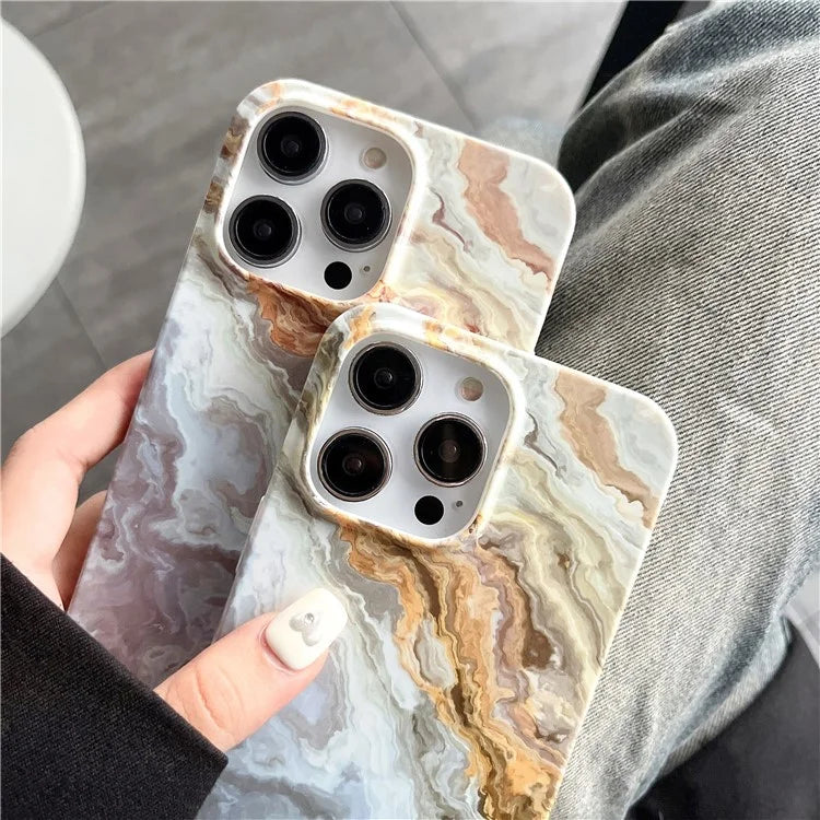 ARU For iPhone 15 Pro Max Marble Pattern Case Water Transfer Printing TPU Phone Cover