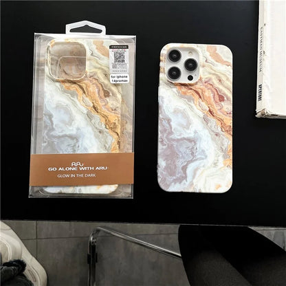 ARU For iPhone 15 Pro Max Marble Pattern Case Water Transfer Printing TPU Phone Cover
