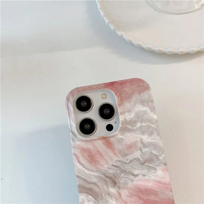 ARU For iPhone 15 Pro Max Marble Pattern Case Water Transfer Printing TPU Phone Cover