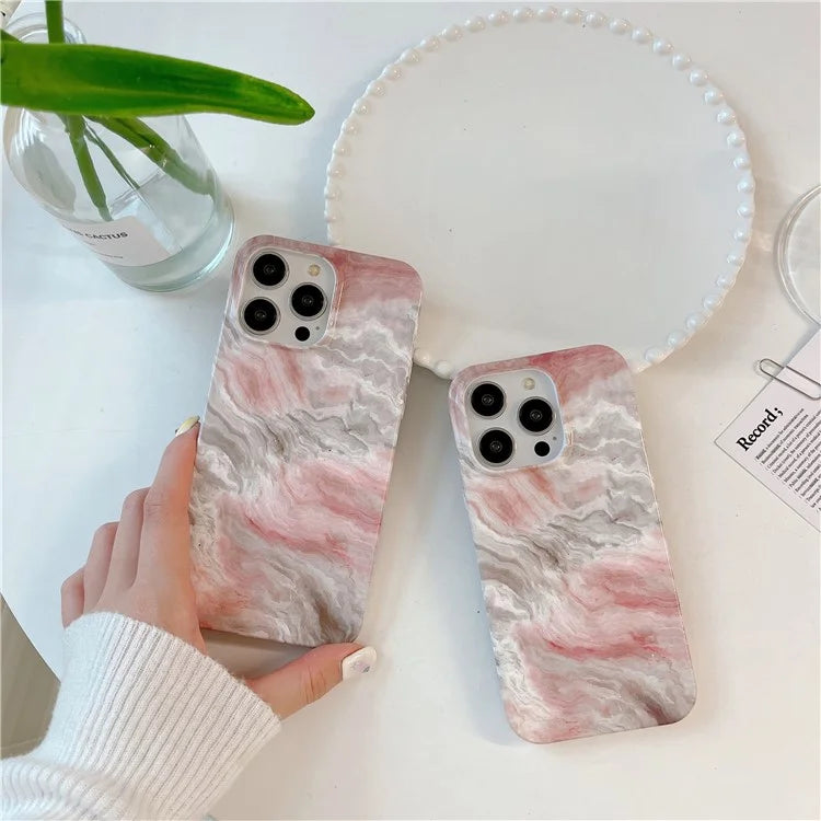 ARU For iPhone 15 Pro Max Marble Pattern Case Water Transfer Printing TPU Phone Cover
