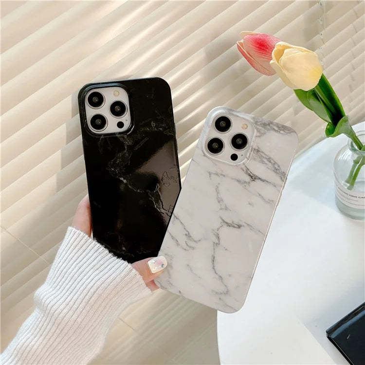 ARU For iPhone 15 Pro Max Marble Pattern Case Water Transfer Printing TPU Phone Cover