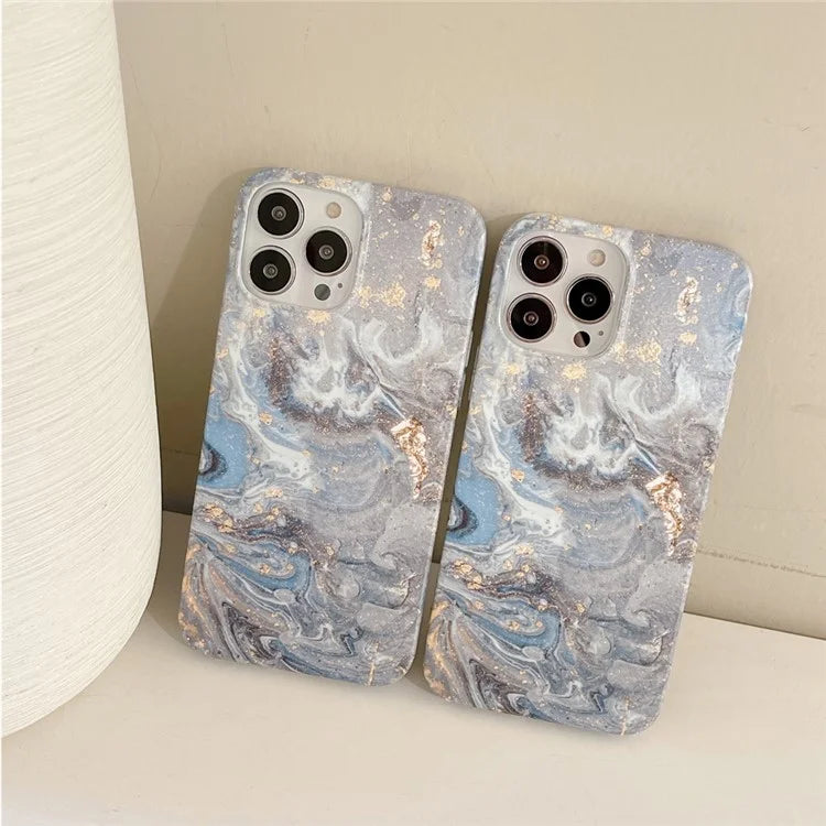 ARU For iPhone 15 Pro Max Marble Pattern Case Water Transfer Printing TPU Phone Cover