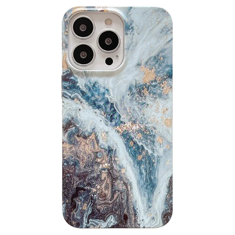 ARU For iPhone 15 Pro Max Marble Pattern Case Water Transfer Printing TPU Phone Cover