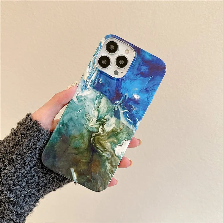 ARU For iPhone 13 Pro 6.1 inch Case Water Transfer Printing TPU Protection Phone Cover