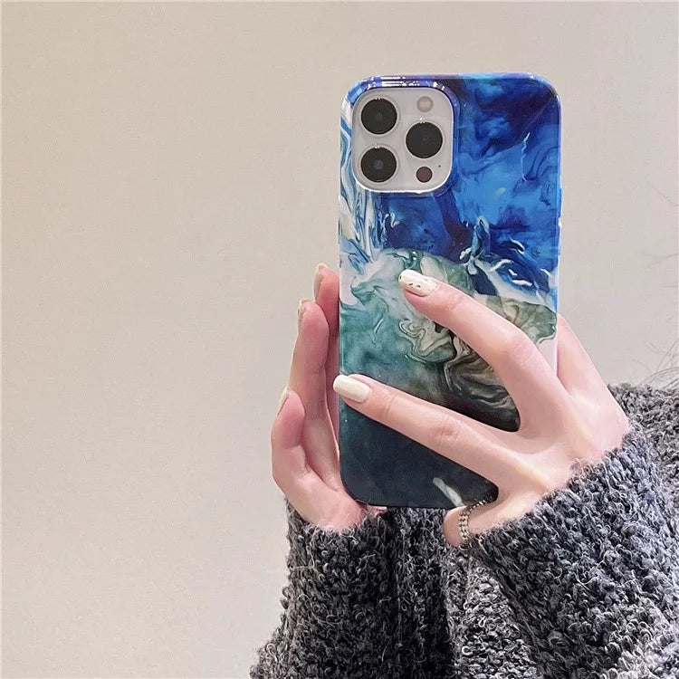 ARU For iPhone 13 Pro 6.1 inch Case Water Transfer Printing TPU Protection Phone Cover