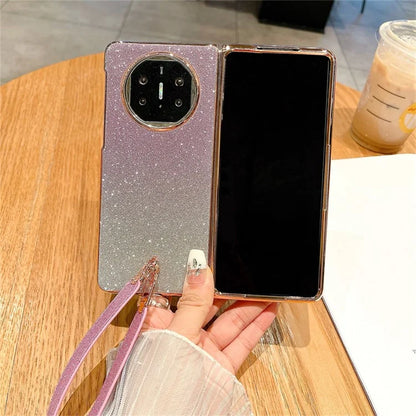 For Huawei Mate X3 5G Case Bling Glitter Hard PC Phone Cover with Wrist Strap