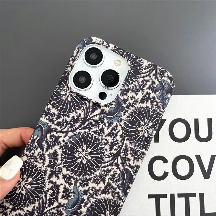 ARU For iPhone 15 Pro Max Case Flower Pattern Matte Flexible TPU Phone Cover