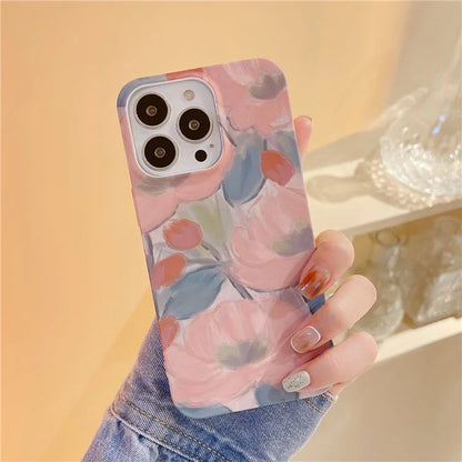 ARU For iPhone 15 Pro Max Case Flower Pattern Matte Flexible TPU Phone Cover