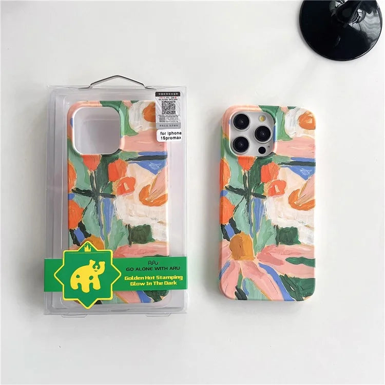 ARU For iPhone 14 Pro Case Water Transfer Printing Matte TPU Shockproof Phone Cover