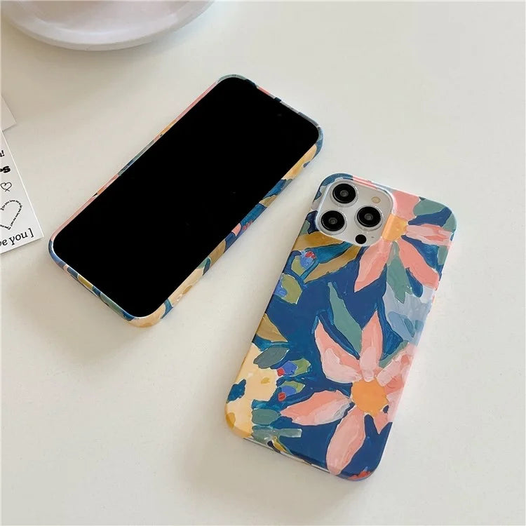 ARU For iPhone 13 Pro Max 6.7 inch Case Water Transfer Printing Matte Soft TPU Phone Cover