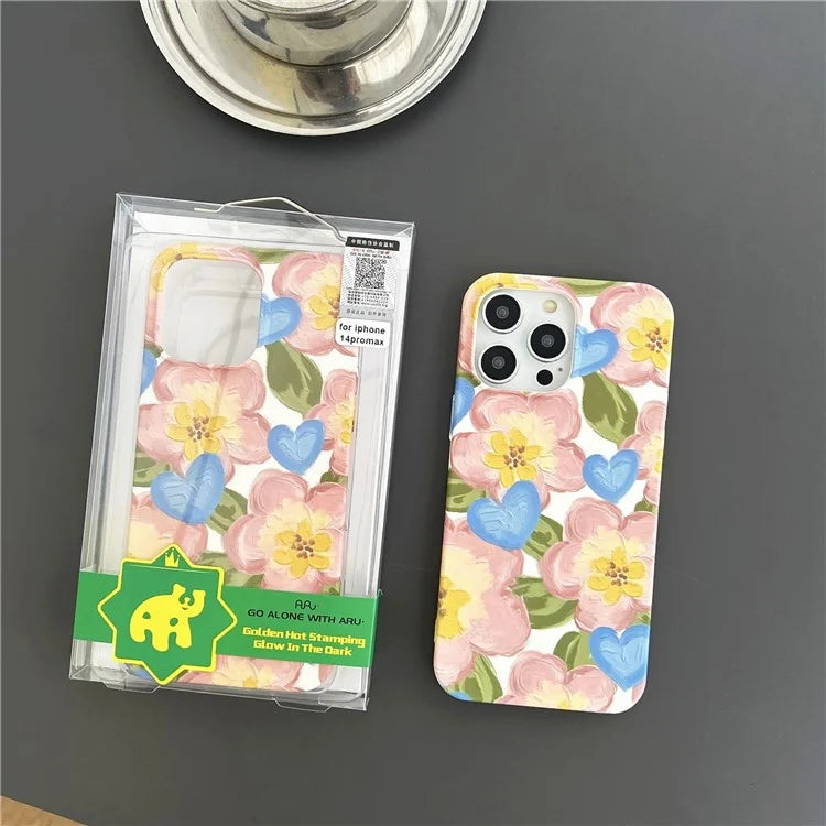 ARU For iPhone 14 Pro Max Case Matte Water Transfer Printing TPU Phone Protective Cover