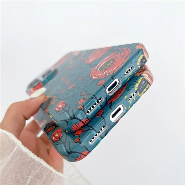 ARU For iPhone 13 Pro Max 6.7 inch Case Stylish Water Transfer Printing Glossy TPU Phone Cover