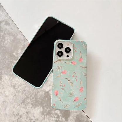 ARU For iPhone 13 Pro Max 6.7 inch Case Stylish Water Transfer Printing Glossy TPU Phone Cover