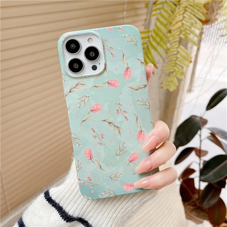 ARU For iPhone 13 Pro Max 6.7 inch Case Stylish Water Transfer Printing Glossy TPU Phone Cover