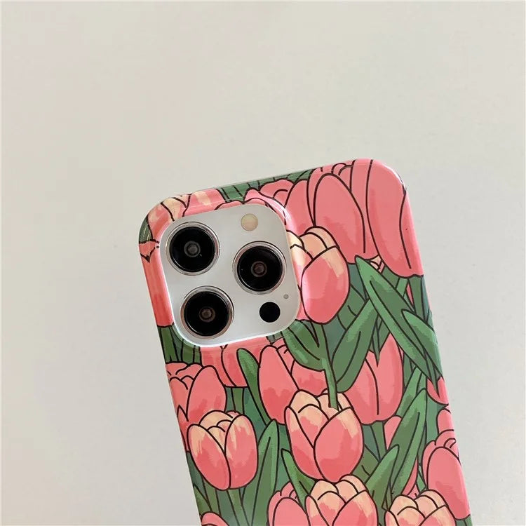 ARU For iPhone 13 Pro Max 6.7 inch Case Stylish Water Transfer Printing Glossy TPU Phone Cover
