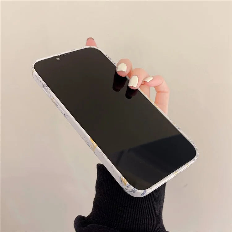 ARU For iPhone 13 Pro Max 6.7 inch Case Stylish Water Transfer Printing Glossy TPU Phone Cover