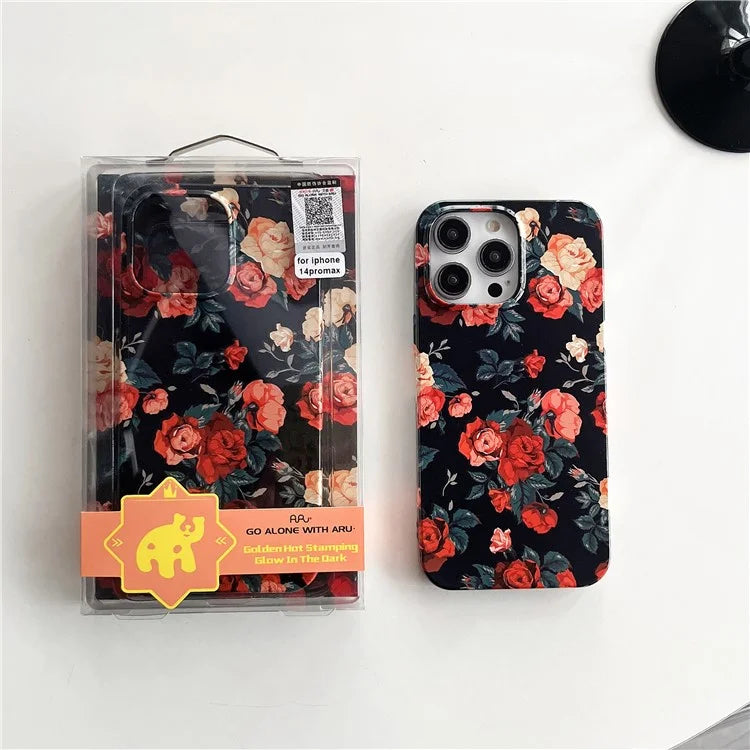 ARU For iPhone 15 Pro Drop Proof Phone Case Water Transfer Printing TPU Back Cover
