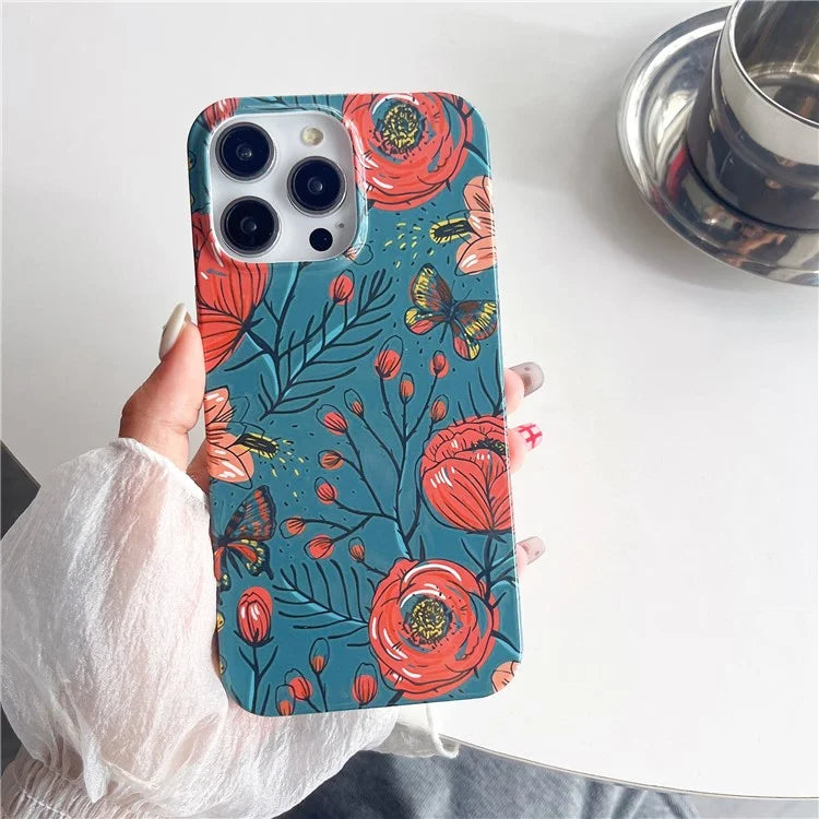 ARU For iPhone 15 Pro Drop Proof Phone Case Water Transfer Printing TPU Back Cover