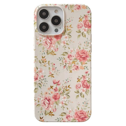 ARU For iPhone 15 Pro Drop Proof Phone Case Water Transfer Printing TPU Back Cover Flower