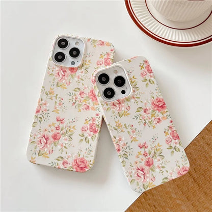 ARU For iPhone 15 Pro Drop Proof Phone Case Water Transfer Printing TPU Back Cover Flower
