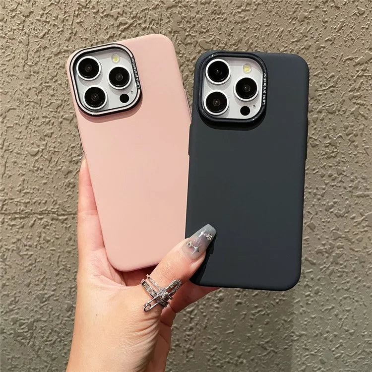 For iPhone 15 Pro Max Case Matte PC Cell Phone Shell with Metal Lens Frame