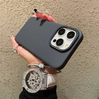 For iPhone 15 Pro Cell Phone Case Matte PC Phone Shell with Metal Lens Frame