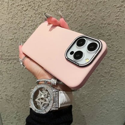 For iPhone 15 Pro Cell Phone Case Matte PC Phone Shell with Metal Lens Frame
