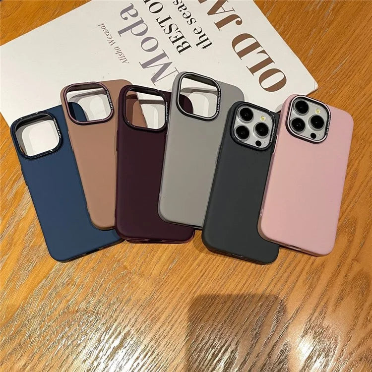 For iPhone 15 Pro Cell Phone Case Matte PC Phone Shell with Metal Lens Frame