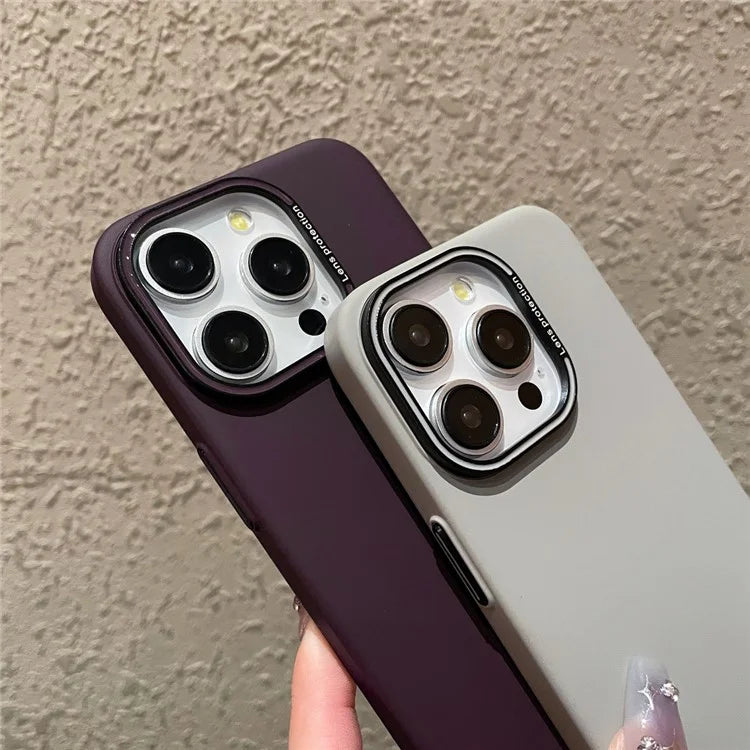 For iPhone 15 Pro Cell Phone Case Matte PC Phone Shell with Metal Lens Frame