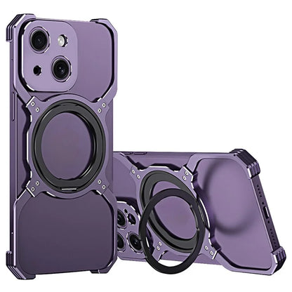 For iPhone 13 Case Kickstand Frameless Metal Phone Bumper Cover Compatible with MagSafe