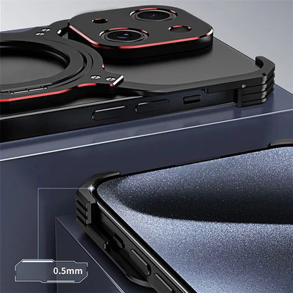 For iPhone 13 Case Kickstand Frameless Metal Phone Bumper Cover Compatible with MagSafe
