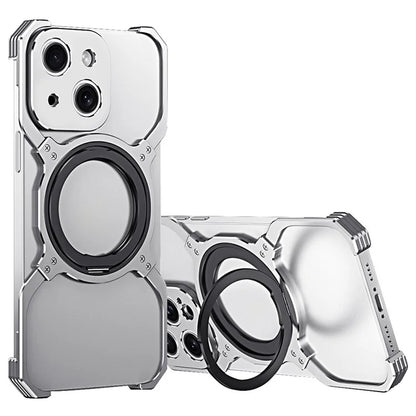 For iPhone 13 Case Kickstand Frameless Metal Phone Bumper Cover Compatible with MagSafe