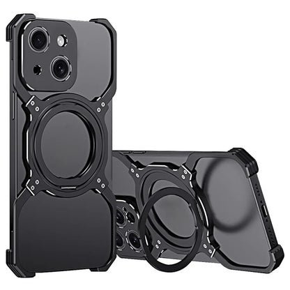 For iPhone 13 Case Kickstand Frameless Metal Phone Bumper Cover Compatible with MagSafe