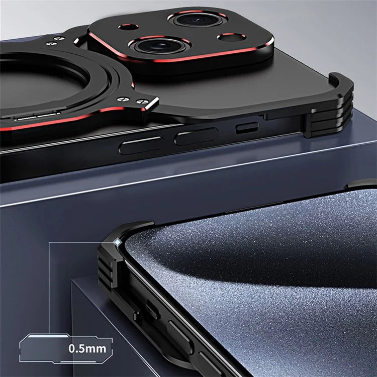 For iPhone 13 Case Kickstand Frameless Metal Phone Bumper Cover Compatible with MagSafe