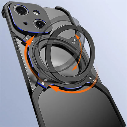 For iPhone 13 Case Kickstand Frameless Metal Phone Bumper Cover Compatible with MagSafe