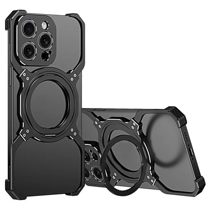 For iPhone 13 Pro Bumper Case Compatible with MagSafe Rotation Kickstand Metal Frameless Phone Cover