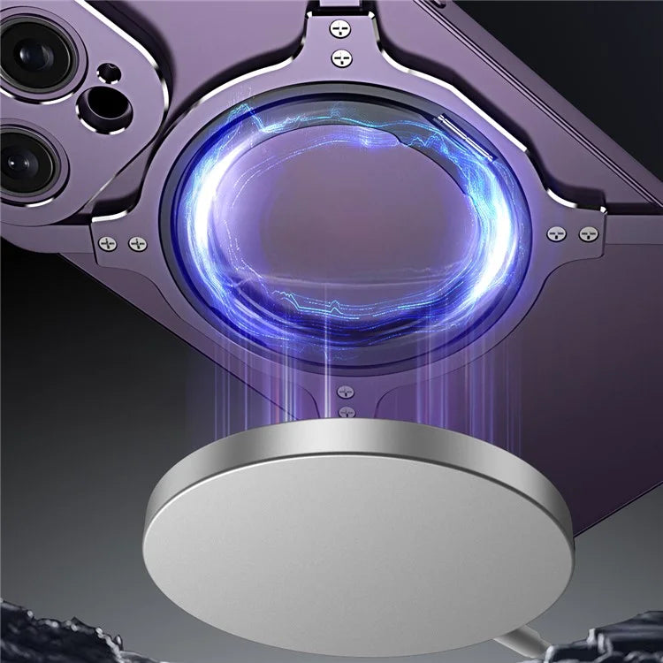 For iPhone 13 Pro Bumper Case Compatible with MagSafe Rotation Kickstand Metal Frameless Phone Cover