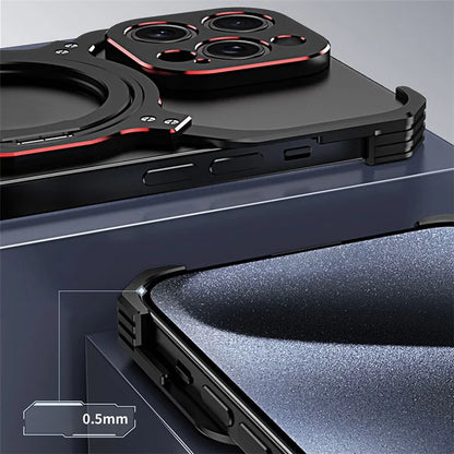 For iPhone 13 Pro Max Magnetic Case No Frame Phone Bumper Metal Cover with Kickstand